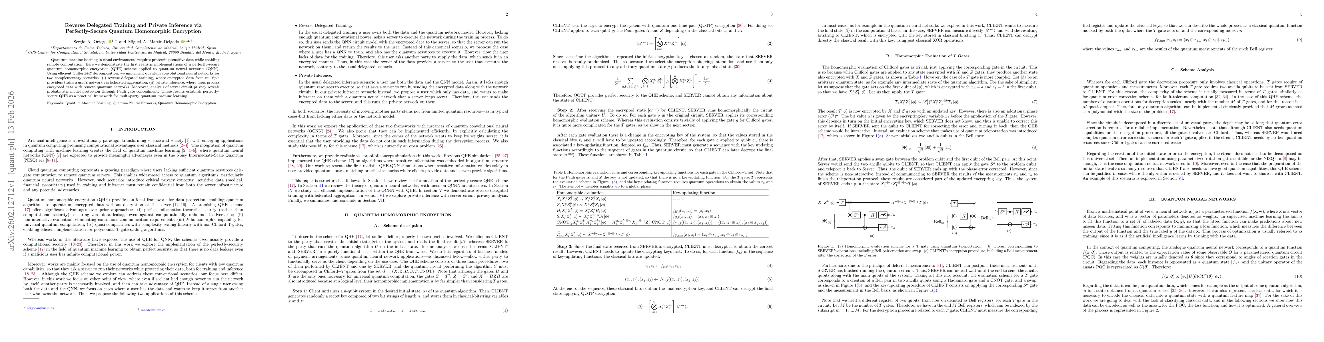 Thumbnail for Reverse Delegated Training and Private Inference via Perfectly-Secure Quantum Homomorphic Encryption