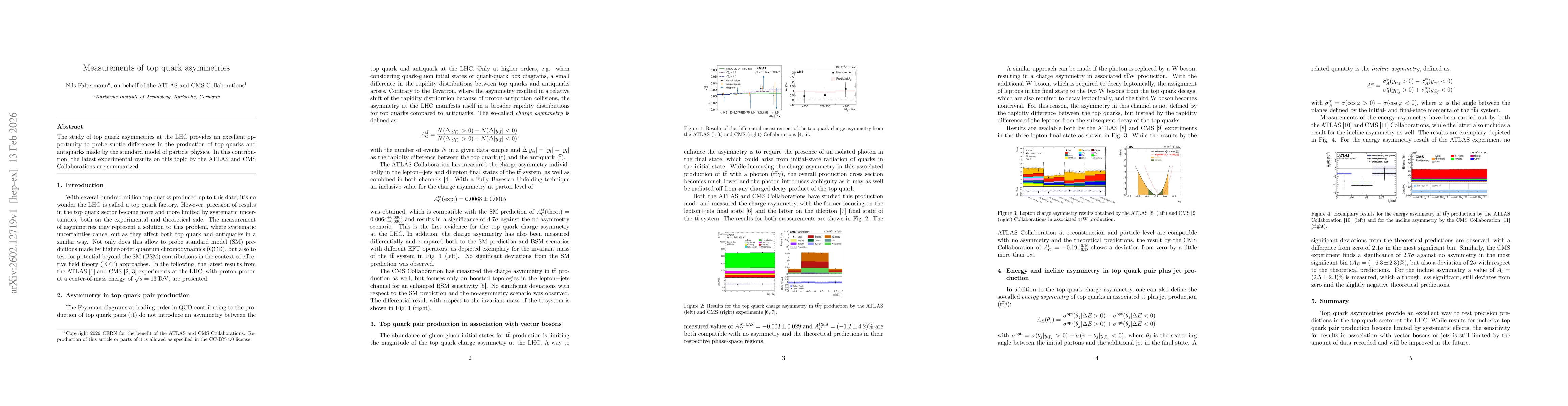 Thumbnail for Measurements of top quark asymmetries