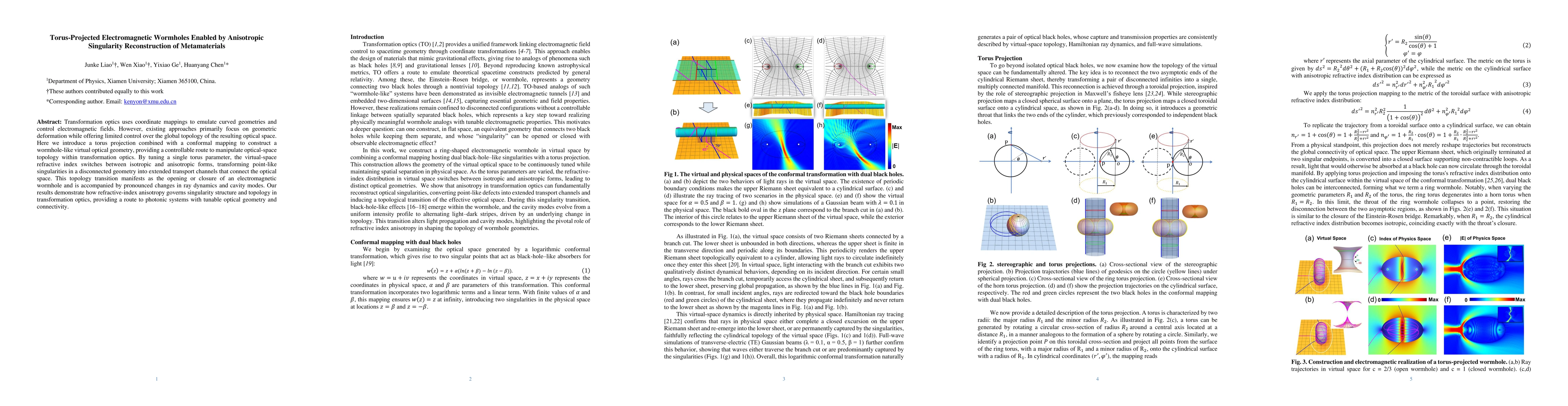 Thumbnail for Torus-Projected Electromagnetic Wormholes Enabled by Anisotropic Singularity Reconstruction of Metamaterials