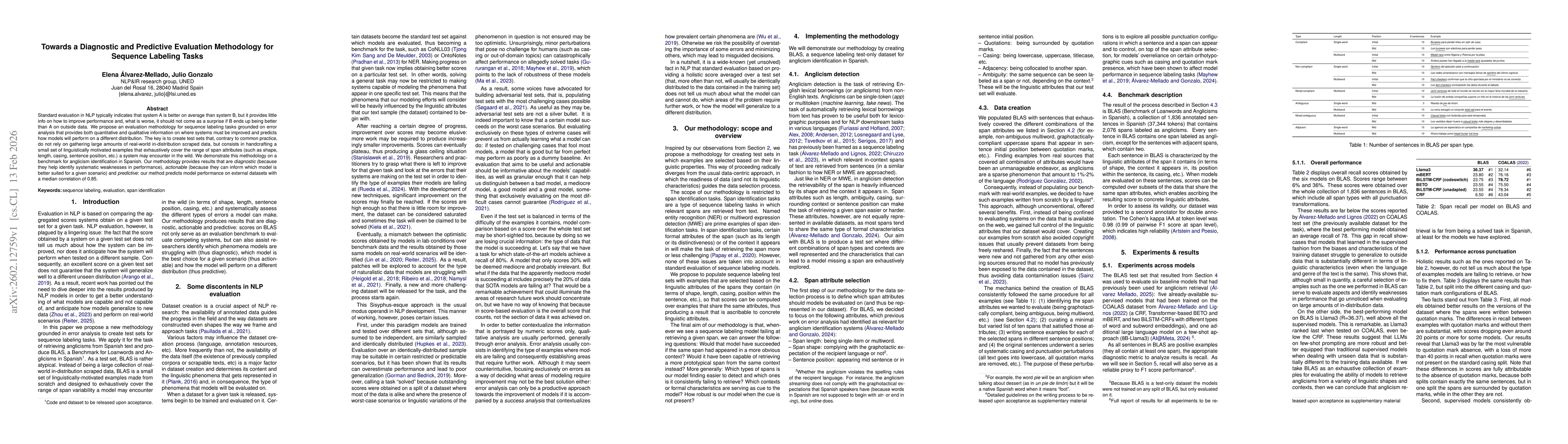 Thumbnail for Towards a Diagnostic and Predictive Evaluation Methodology for Sequence Labeling Tasks