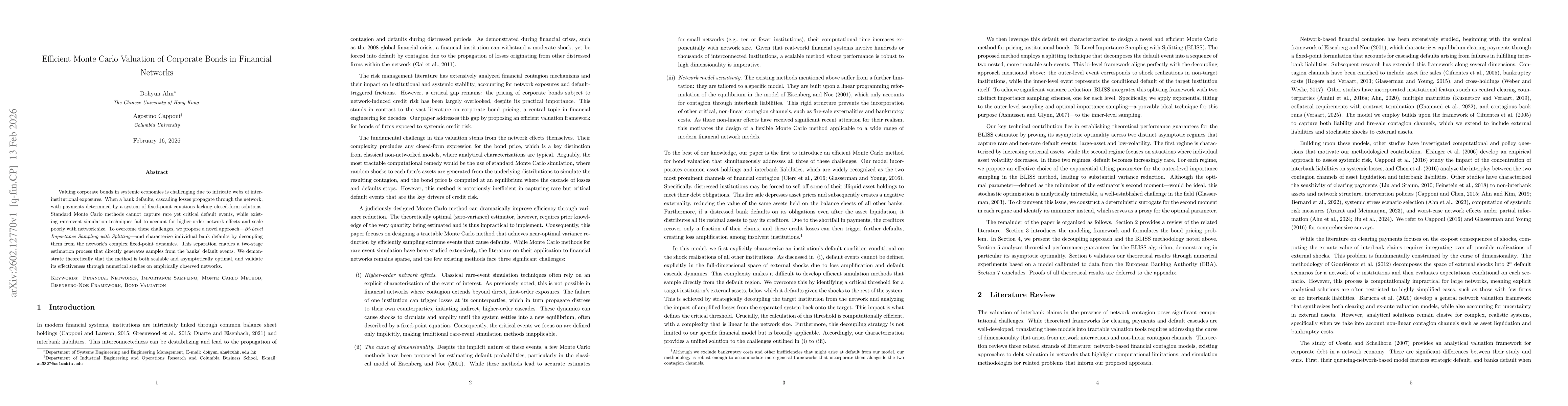 Thumbnail for Efficient Monte Carlo Valuation of Corporate Bonds in Financial Networks