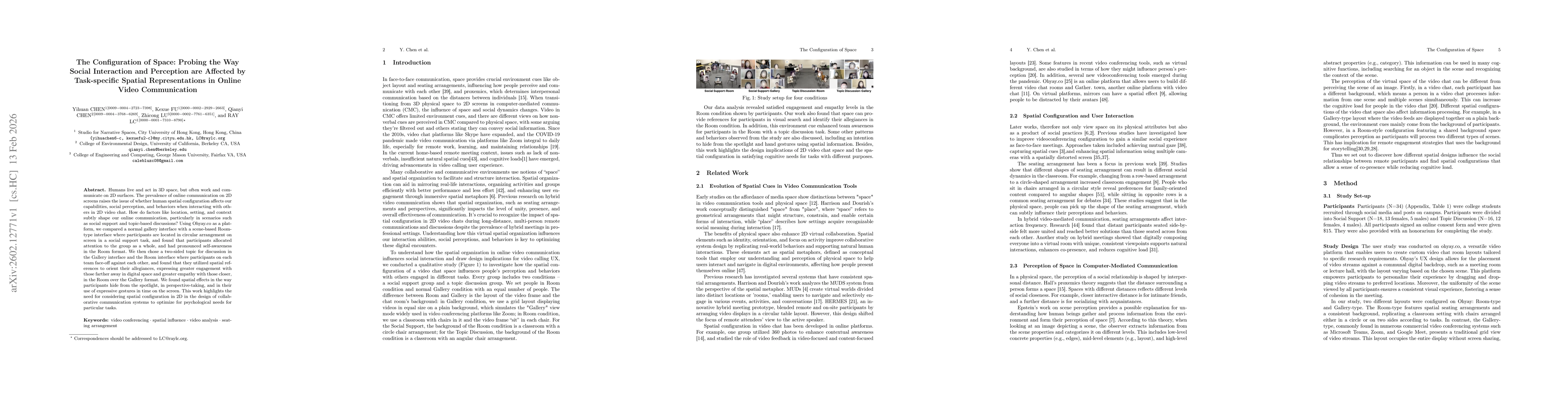 Thumbnail for The Configuration of Space: Probing the Way Social Interaction and Perception are Affected by Task-Specific Spatial Representations in Online Video Communication