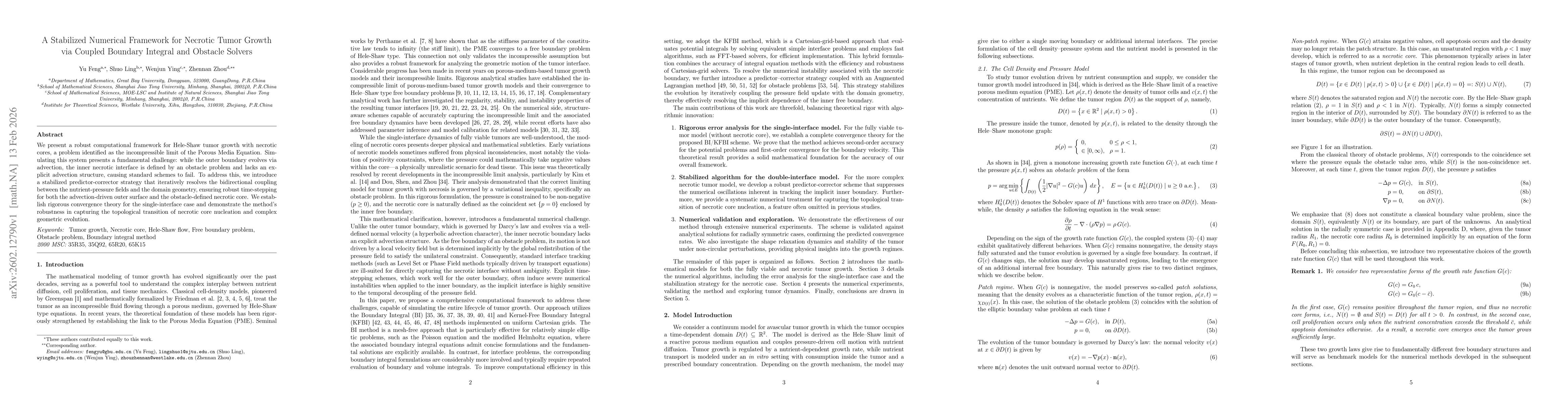 Thumbnail for A Stabilized Numerical Framework for Necrotic Tumor Growth via Coupled Boundary Integral and Obstacle Solvers