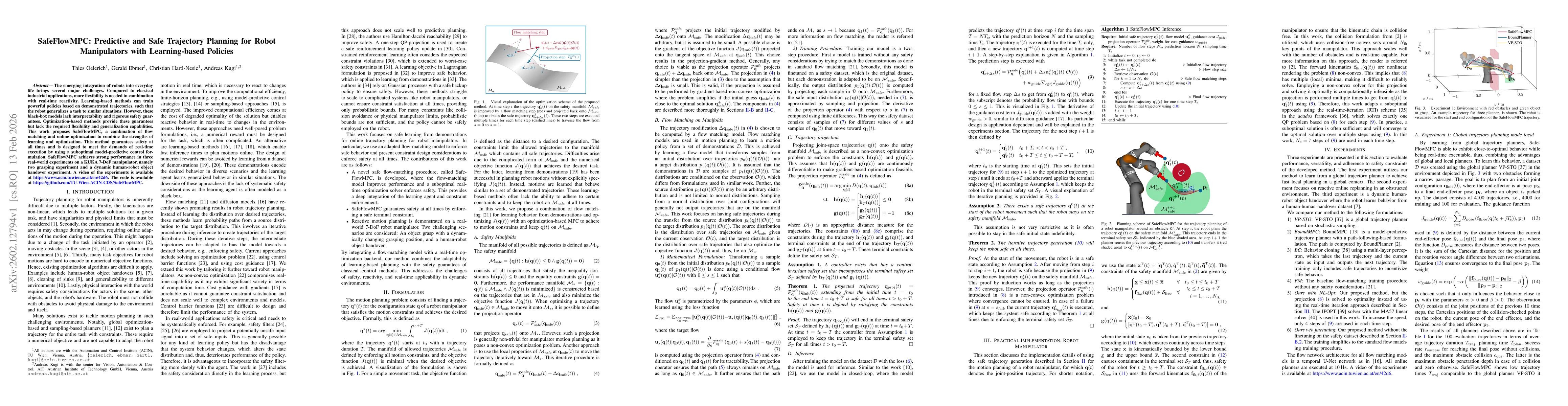 Thumbnail for SafeFlowMPC: Predictive and Safe Trajectory Planning for Robot Manipulators with Learning-based Policies