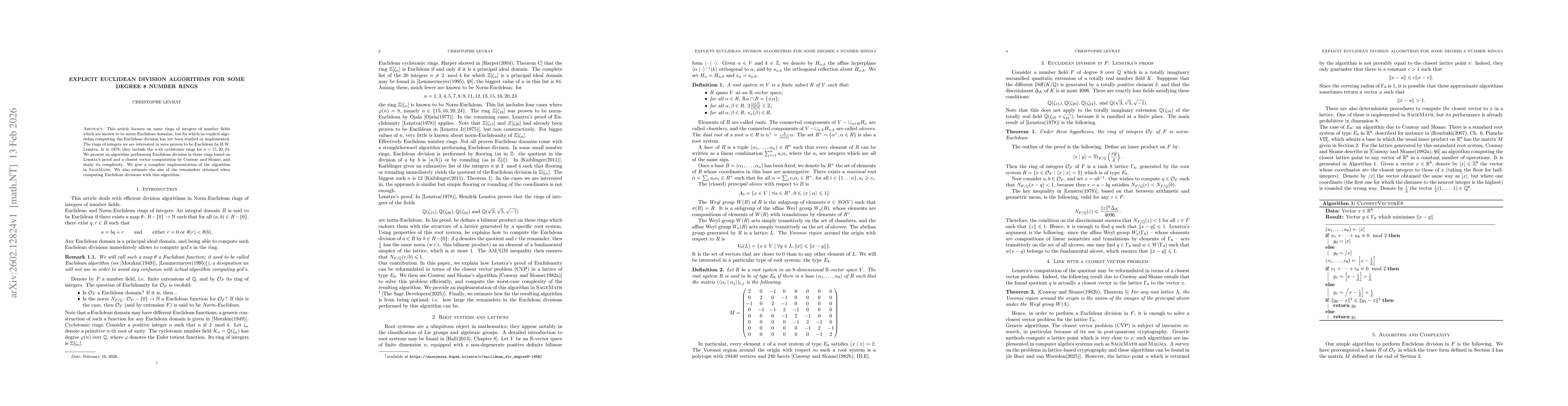 Thumbnail for Explicit Euclidean division algorithms for some degree 8 number rings