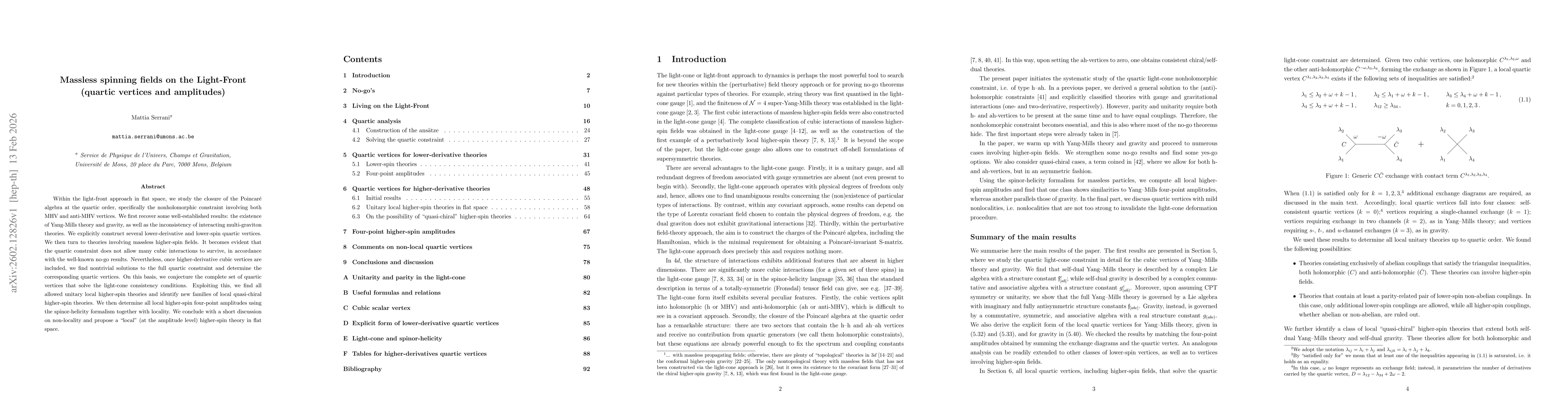 Thumbnail for Massless spinning fields on the Light-Front: quartic vertices and amplitudes