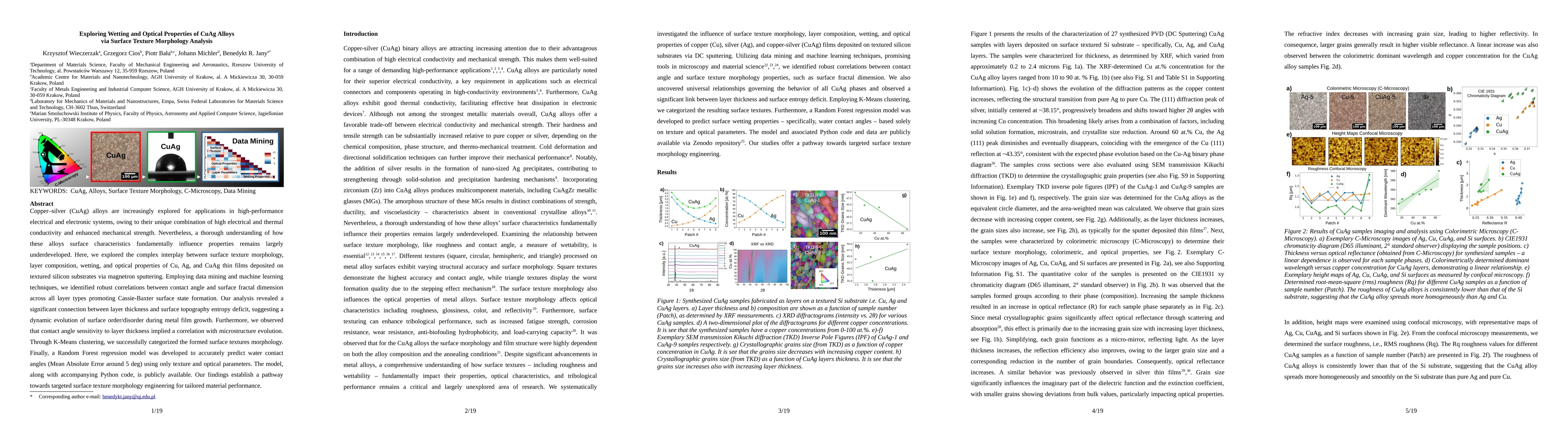 Thumbnail for Exploring Wetting and Optical Properties of CuAg Alloys via Surface Texture Morphology Analysis