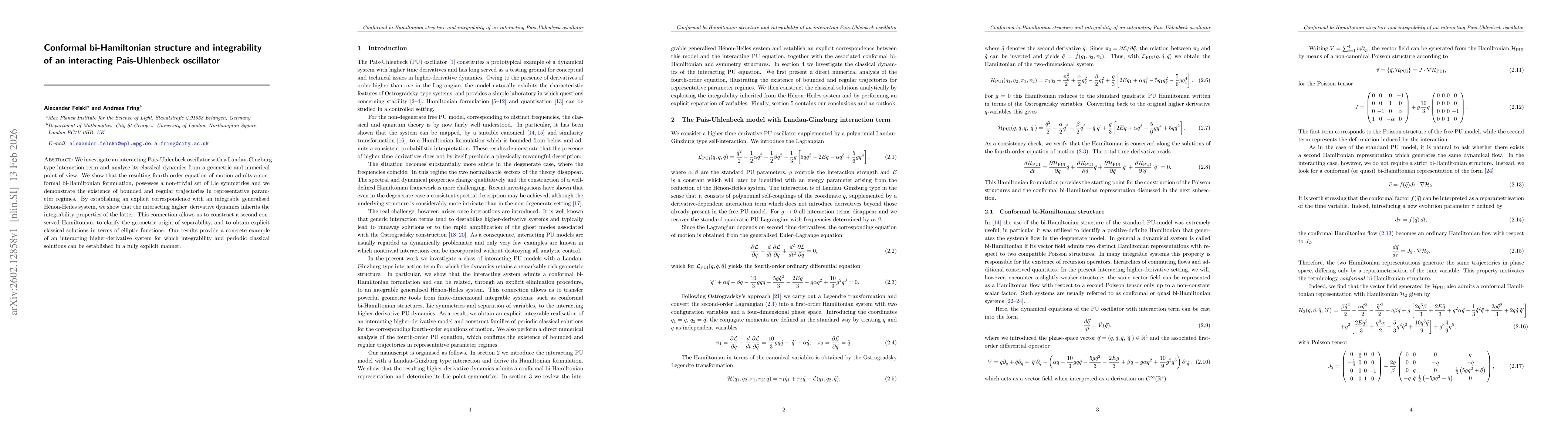 Thumbnail for Conformal bi-Hamiltonian structure and integrability of an interacting Pais-Uhlenbeck oscillator