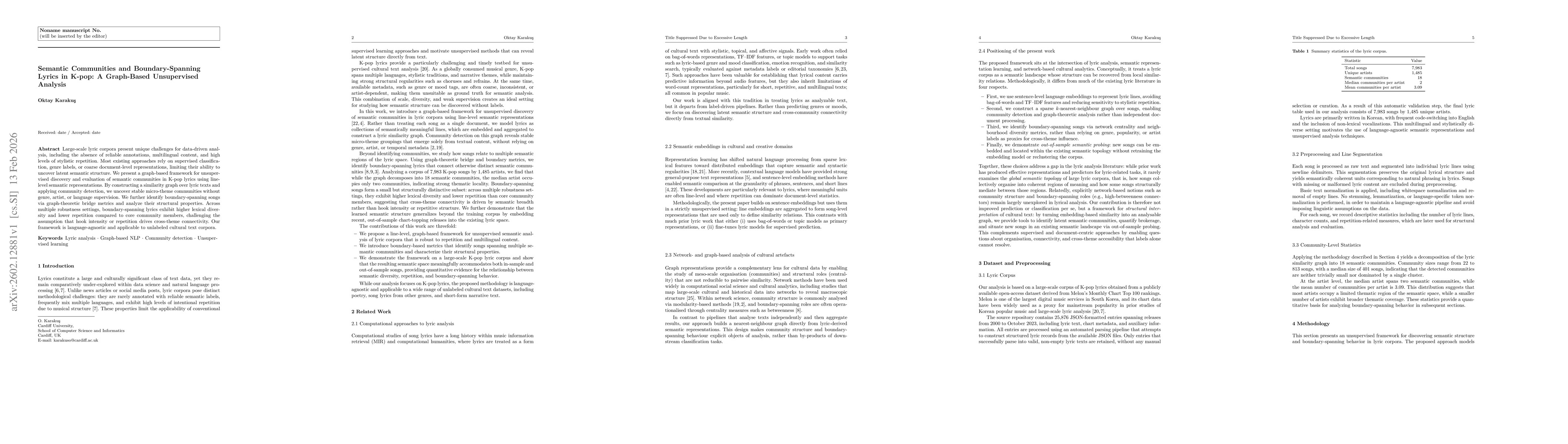 Thumbnail for Semantic Communities and Boundary-Spanning Lyrics in K-pop: A Graph-Based Unsupervised Analysis