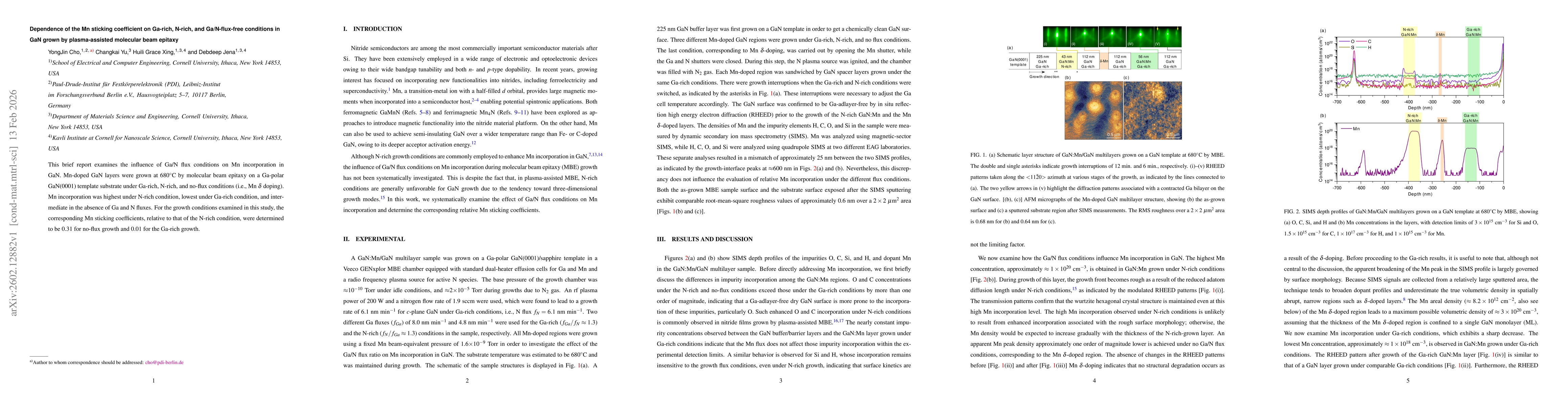 Thumbnail for Dependence of the Mn sticking coefficient on Ga-rich, N-rich, and Ga/N-flux-free conditions in GaN grown by plasma-assisted molecular beam epitaxy