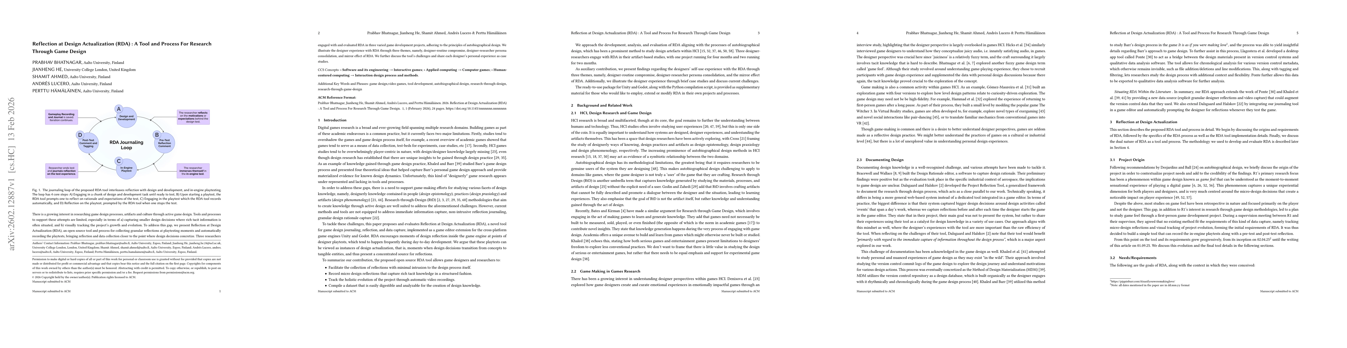 Thumbnail for Reflection at Design Actualization (RDA) : A Tool and Process For Research Through Game Design