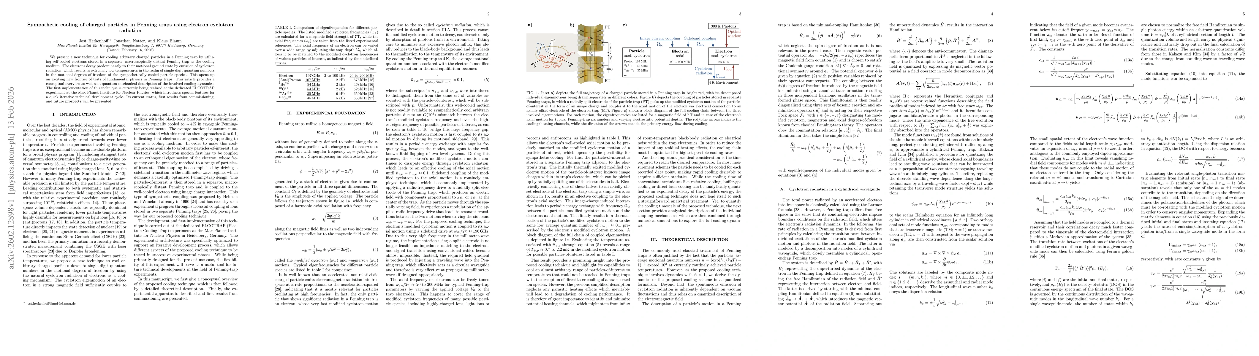 Thumbnail for Sympathetic cooling of charged particles in Penning traps using electron cyclotron radiation