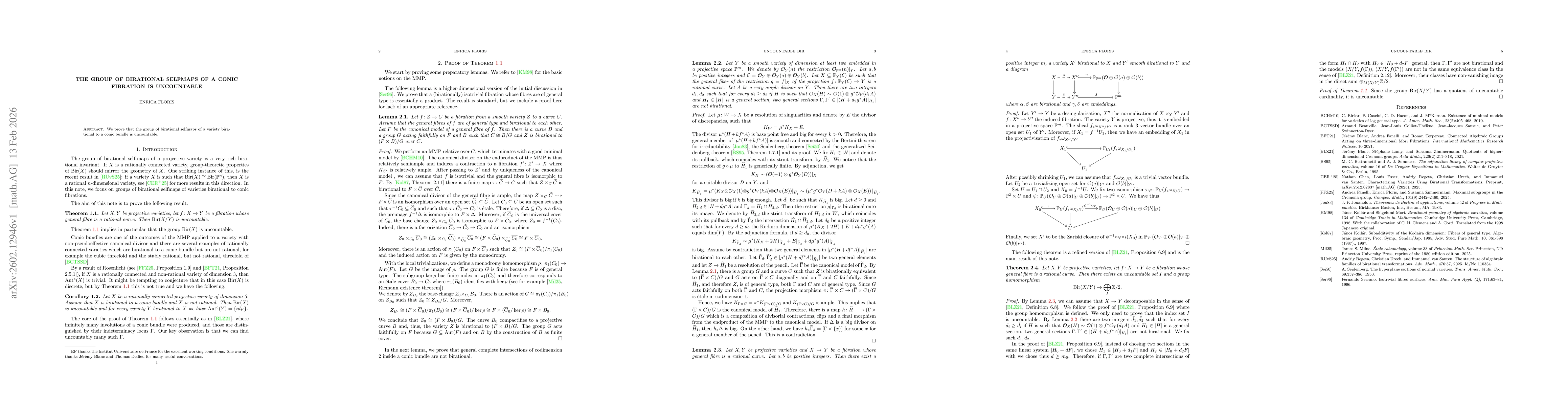 Thumbnail for The group of birational selfmaps of a conic fibration is uncountable