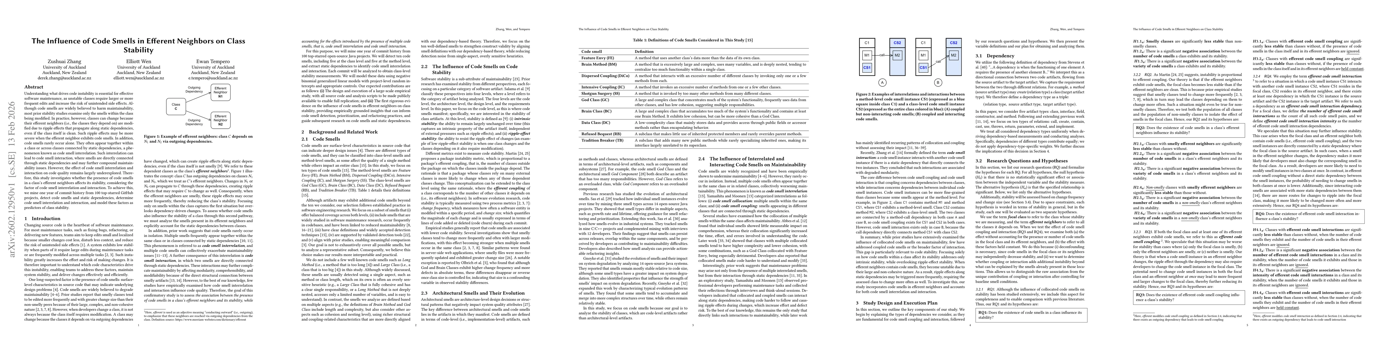 Thumbnail for The Influence of Code Smells in Efferent Neighbors on Class Stability