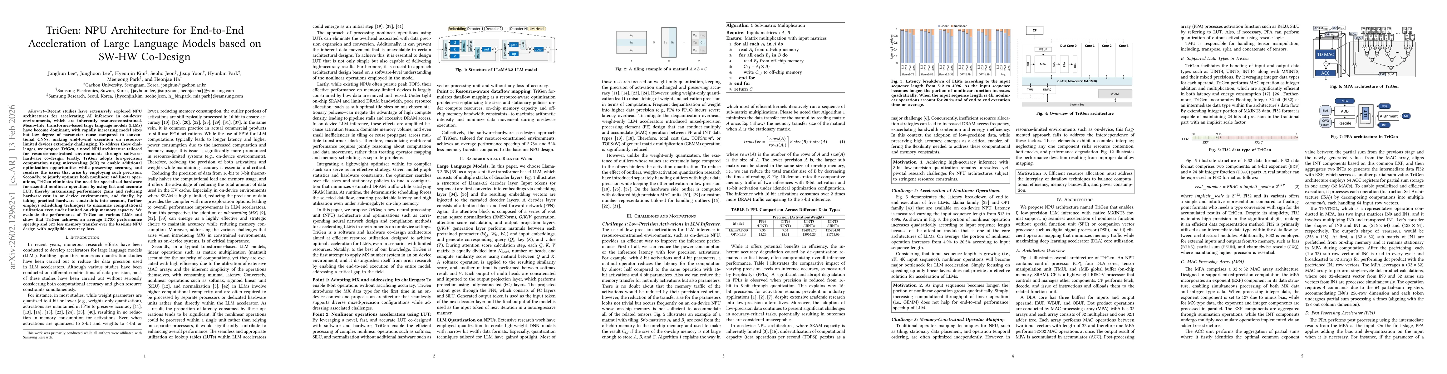 Thumbnail for TriGen: NPU Architecture for End-to-End Acceleration of Large Language Models based on SW-HW Co-Design