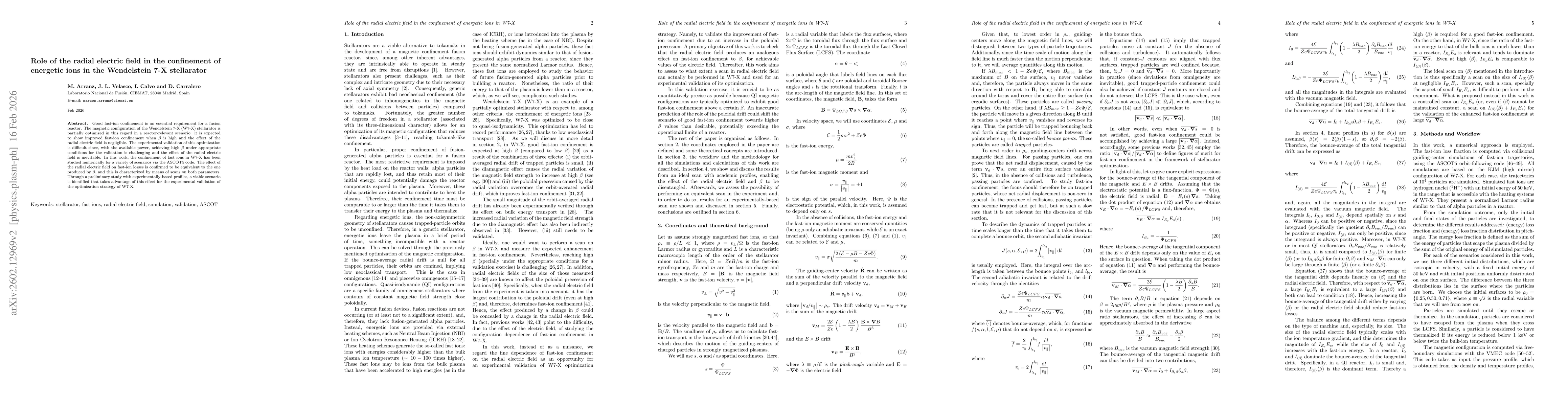 Thumbnail for Role of the radial electric field in the confinement of energetic ions in the Wendelstein 7-X stellarator