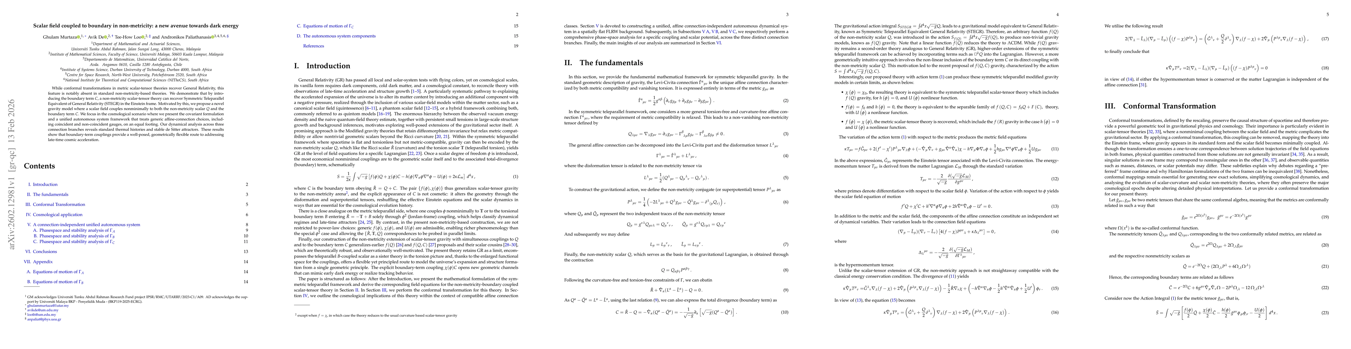 Thumbnail for Scalar field coupled to boundary in non-metricity: a new avenue towards dark energy