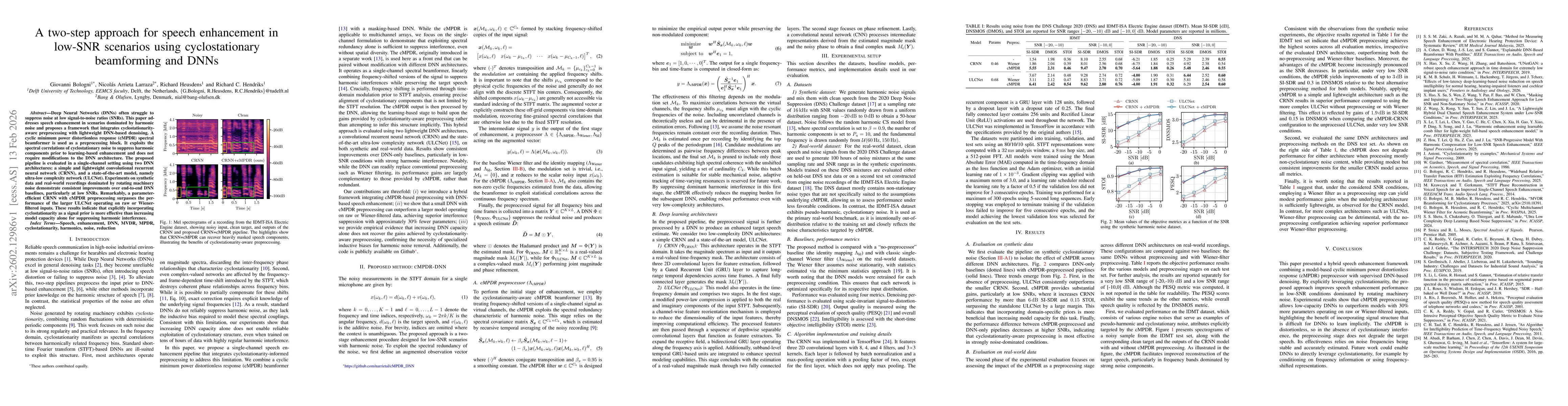 Thumbnail for A two-step approach for speech enhancement in low-SNR scenarios using cyclostationary beamforming and DNNs