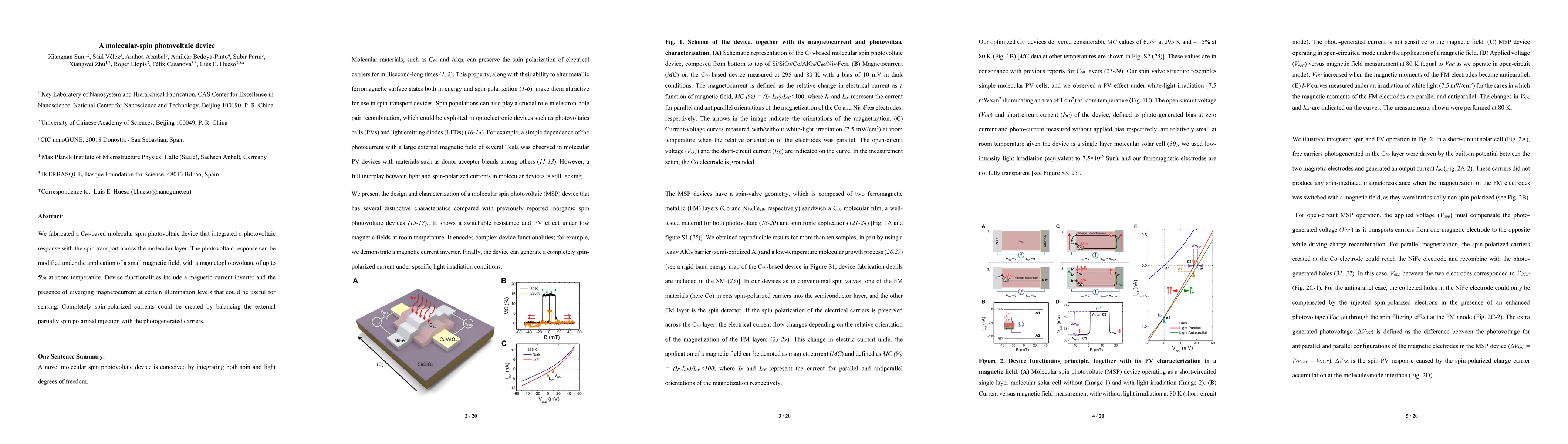 Thumbnail for A molecular-spin photovoltaic device