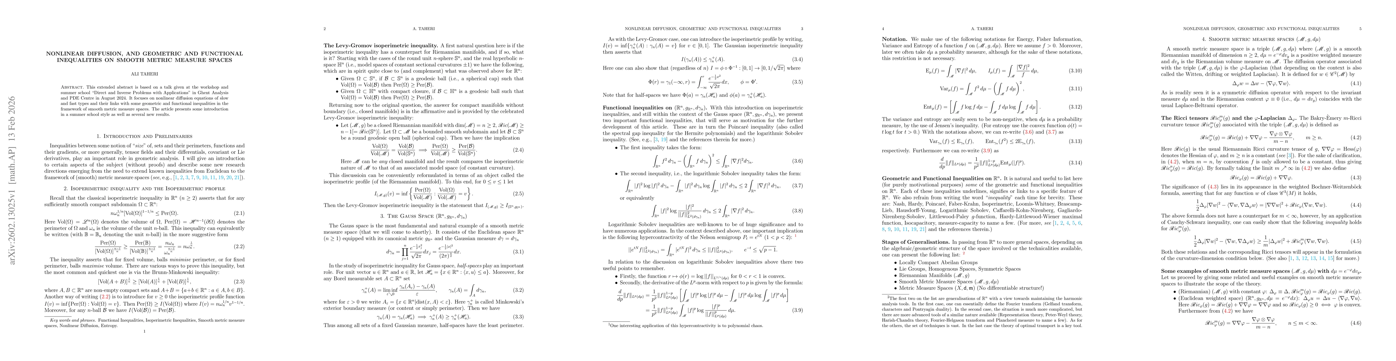 Thumbnail for Nonlinear Diffusion, and Geometric and Functional Inequalities on Smooth Metric Measure spaces