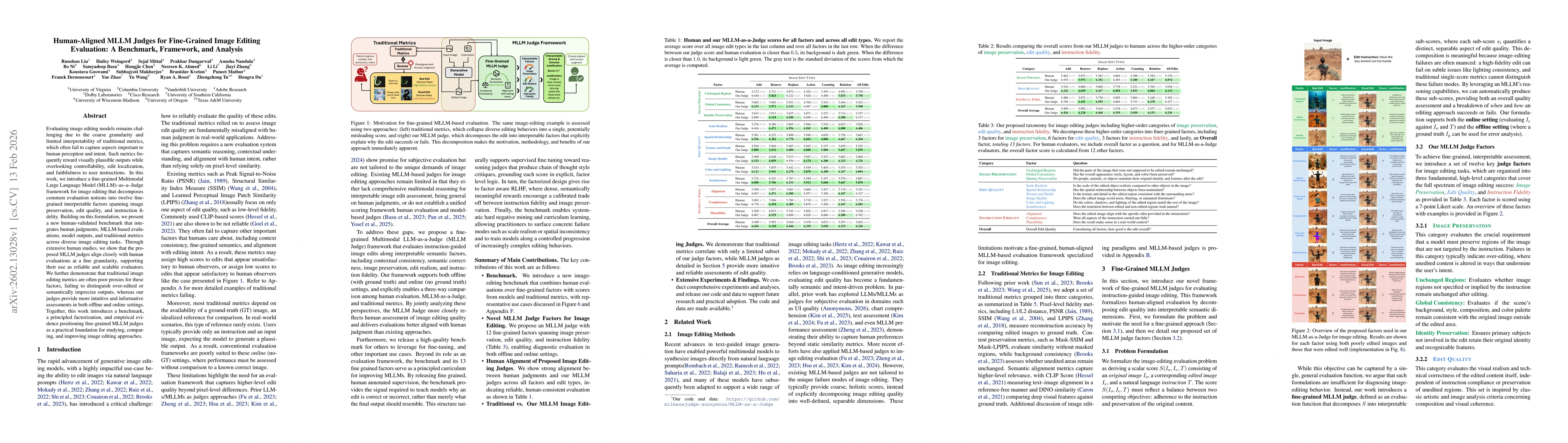 Thumbnail for Human-Aligned MLLM Judges for Fine-Grained Image Editing Evaluation: A Benchmark, Framework, and Analysis
