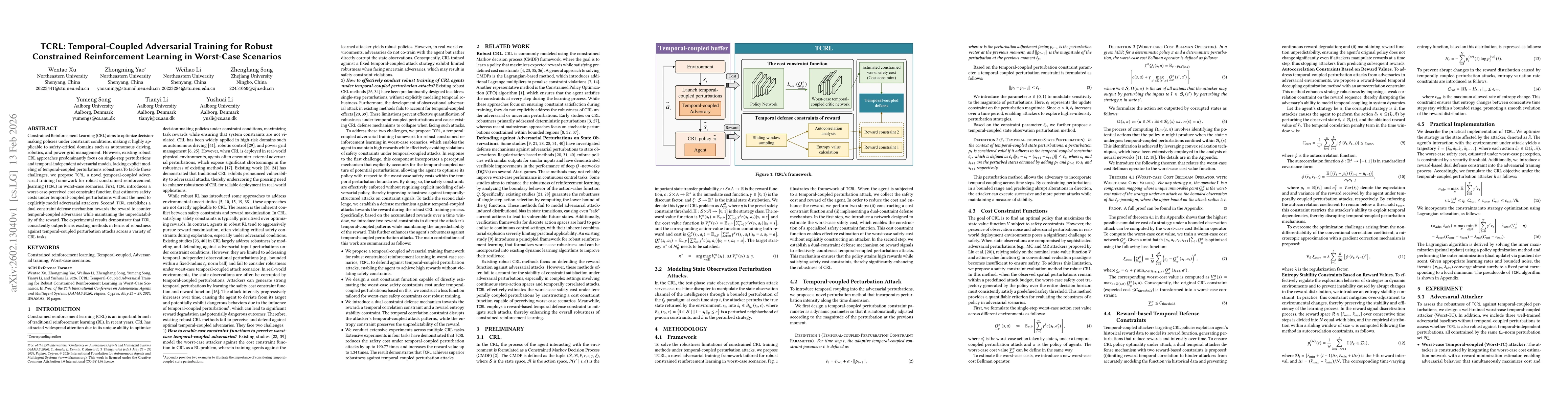 Thumbnail for TCRL: Temporal-Coupled Adversarial Training for Robust Constrained Reinforcement Learning in Worst-Case Scenarios