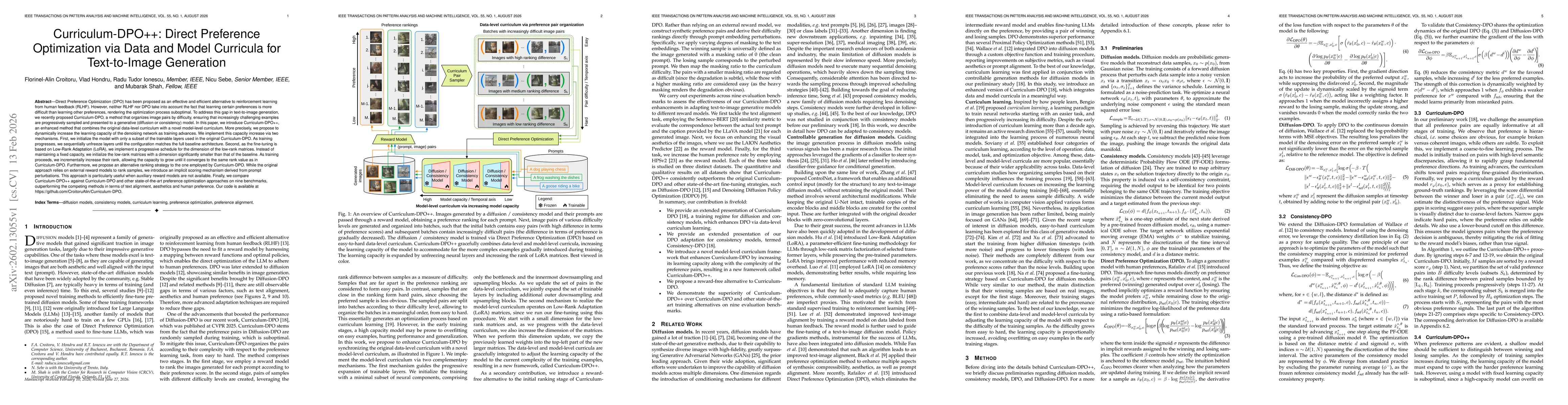 Thumbnail for Curriculum-DPO++: Direct Preference Optimization via Data and Model Curricula for Text-to-Image Generation