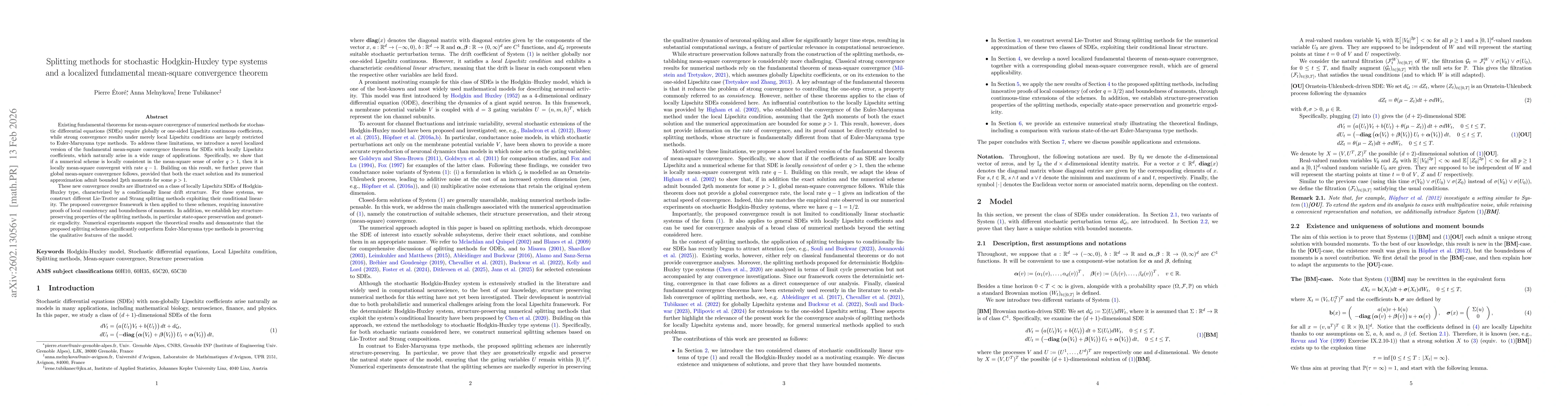 Thumbnail for Splitting methods for stochastic Hodgkin-Huxley type systems and a localized fundamental mean-square convergence theorem