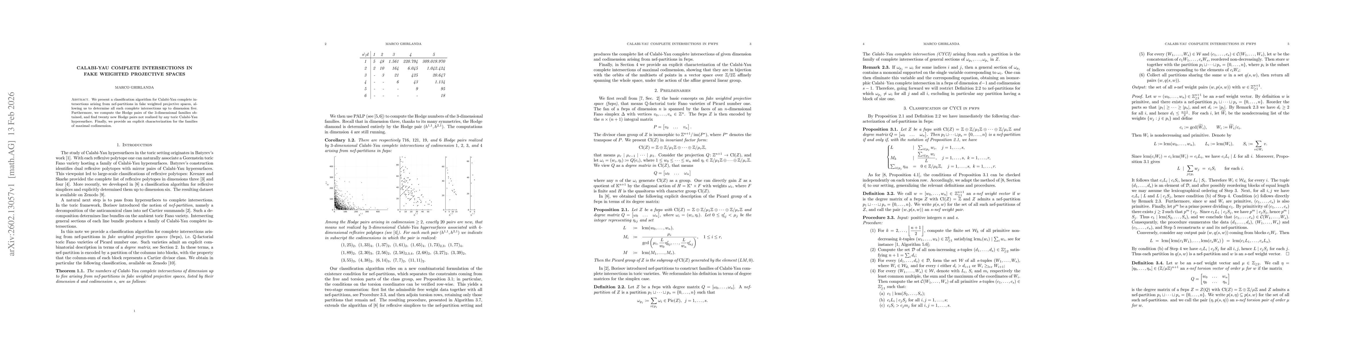Thumbnail for Calabi-Yau complete intersections in fake weighted projective spaces