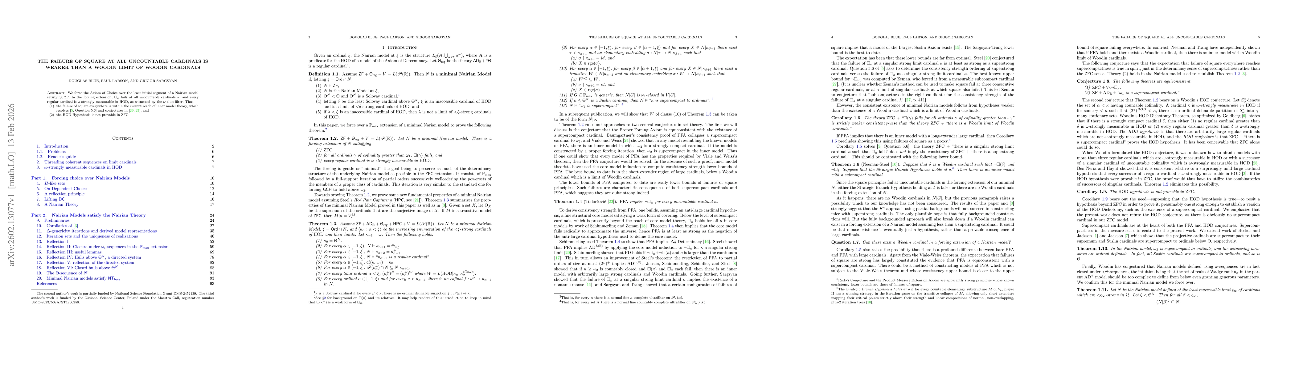 Thumbnail for The failure of square at all uncountable cardinals is weaker than a Woodin limit of Woodin cardinals