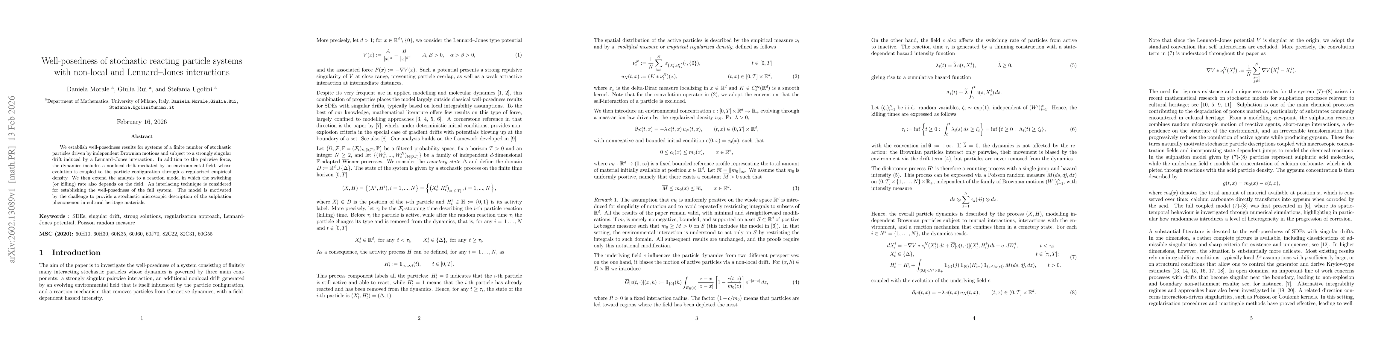 Thumbnail for Well-posedness of stochastic reacting particle systems with non-local and Lennard-Jones interactions