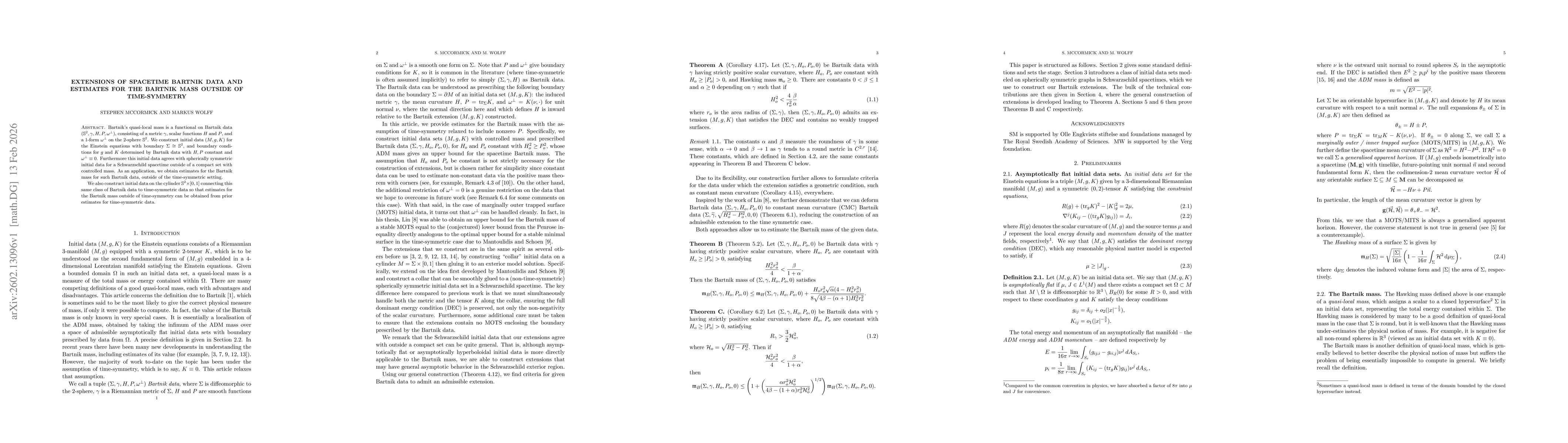 Thumbnail for Extensions of spacetime Bartnik data and estimates for the Bartnik mass outside of time-symmetry
