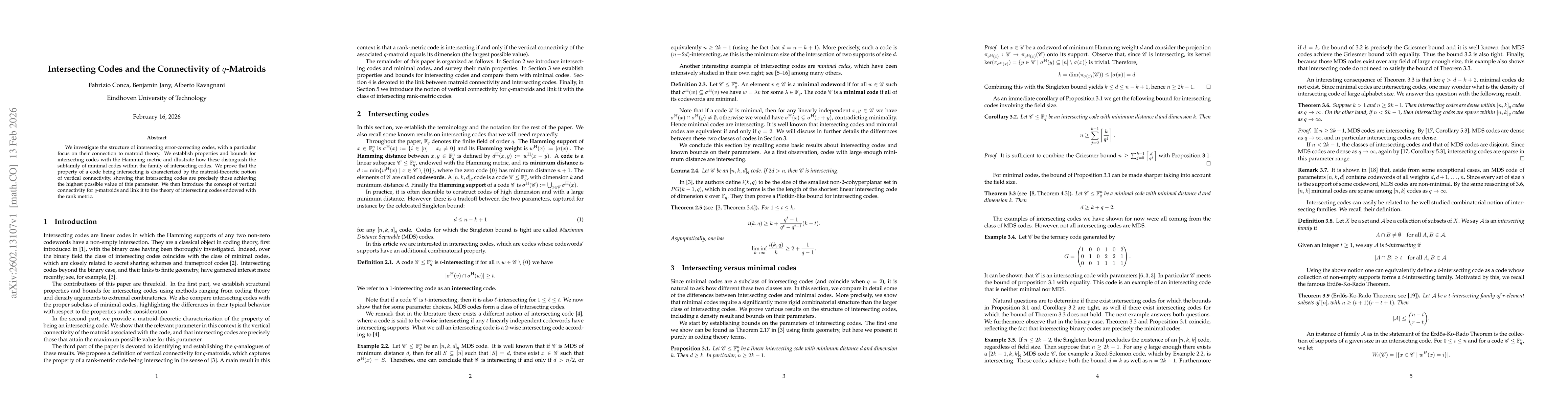 Thumbnail for Intersecting Codes and the Connectivity of $q$-Matroids