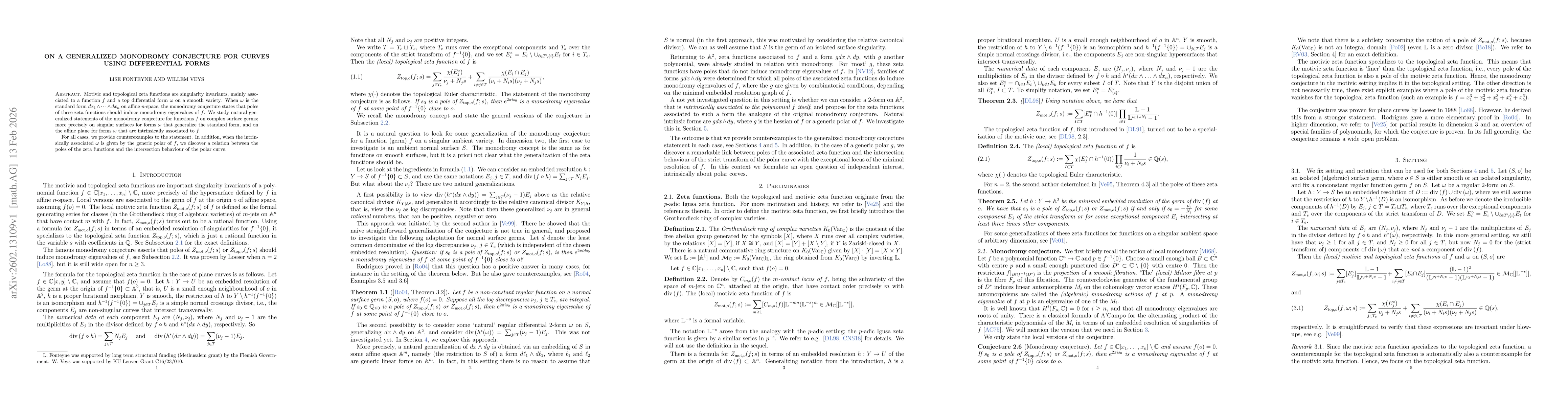 Thumbnail for On a Generalized Monodromy Conjecture for Curves using Differential Forms