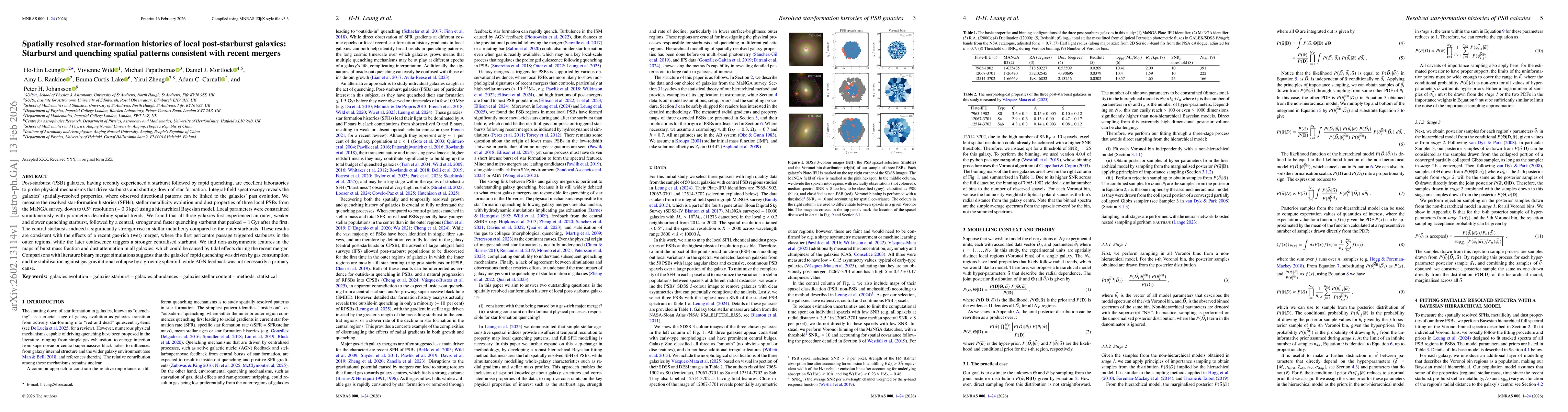 Thumbnail for Spatially resolved star-formation histories of local post-starburst galaxies: Starburst and quenching spatial patterns consistent with recent mergers