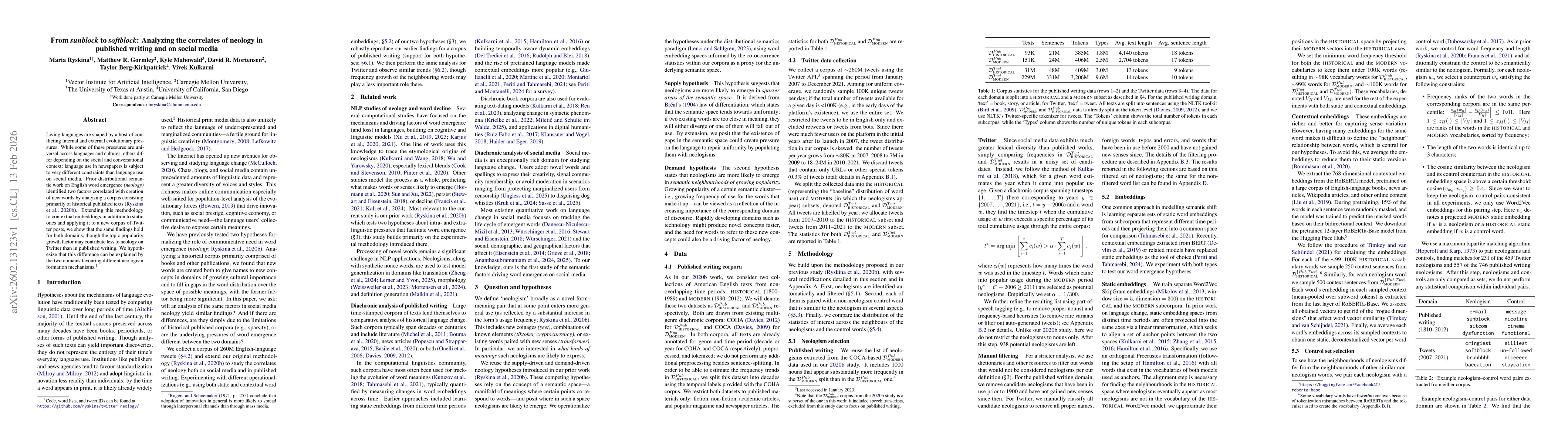 Thumbnail for From sunblock to softblock: Analyzing the correlates of neology in published writing and on social media