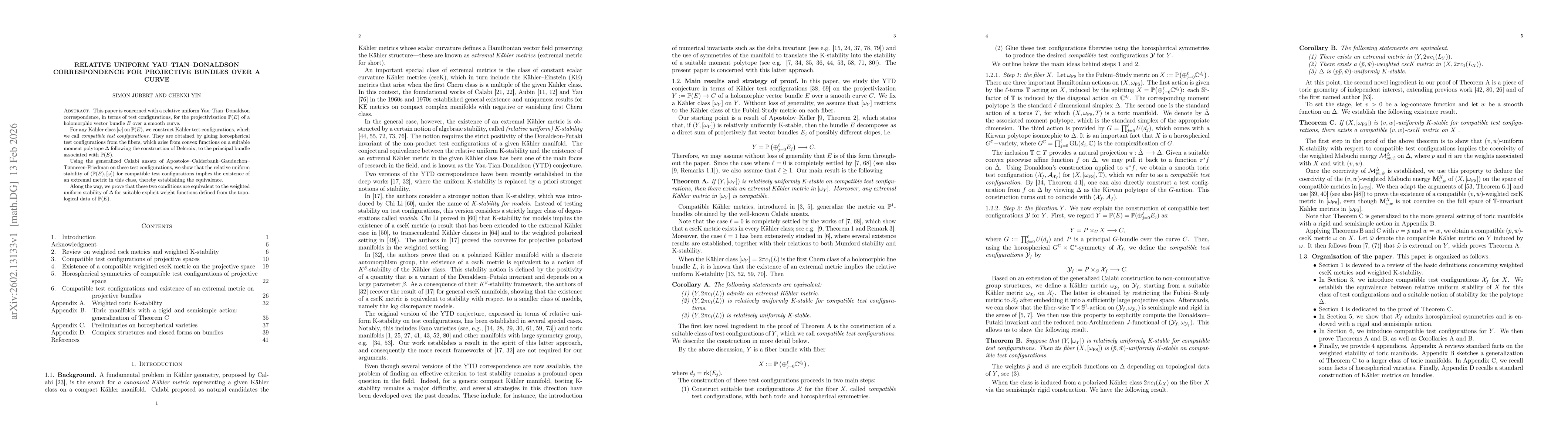 Thumbnail for Relative uniform Yau--Tian--Donaldson correspondence for projective bundles over a curve