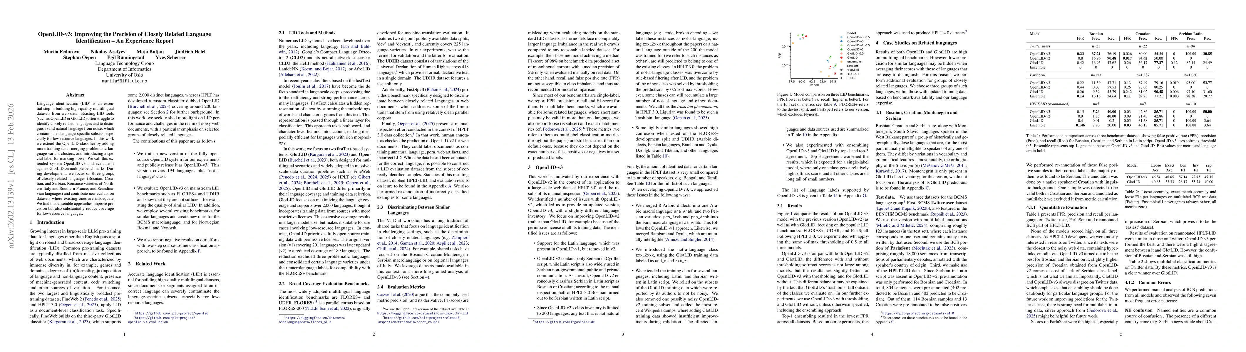 Thumbnail for OpenLID-v3: Improving the Precision of Closely Related Language Identification -- An Experience Report