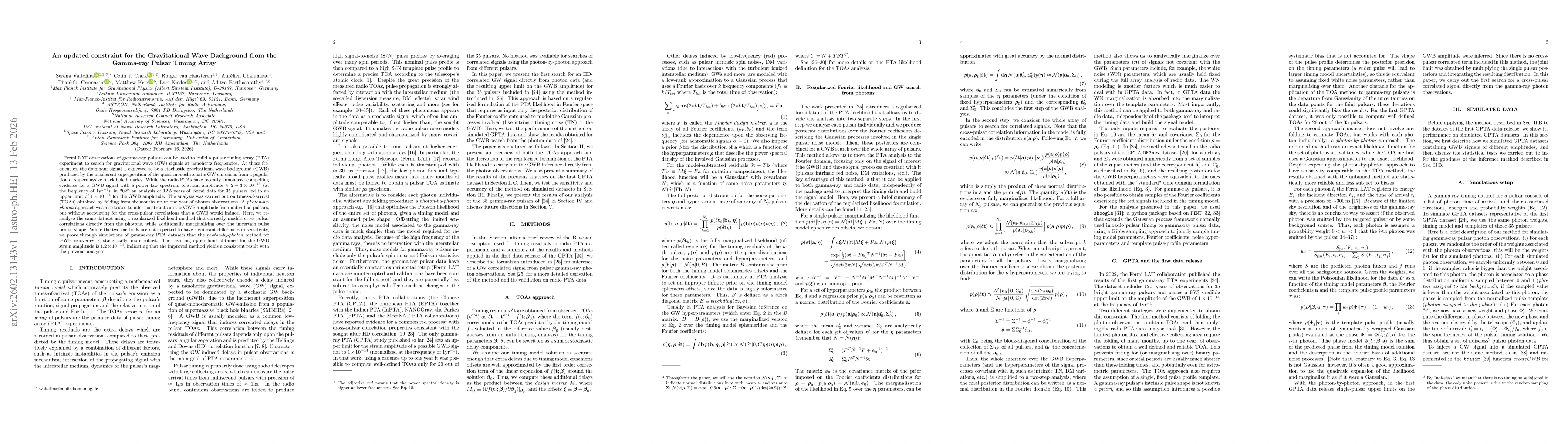 Thumbnail for An updated constraint for the Gravitational Wave Background from the Gamma-ray Pulsar Timing Array