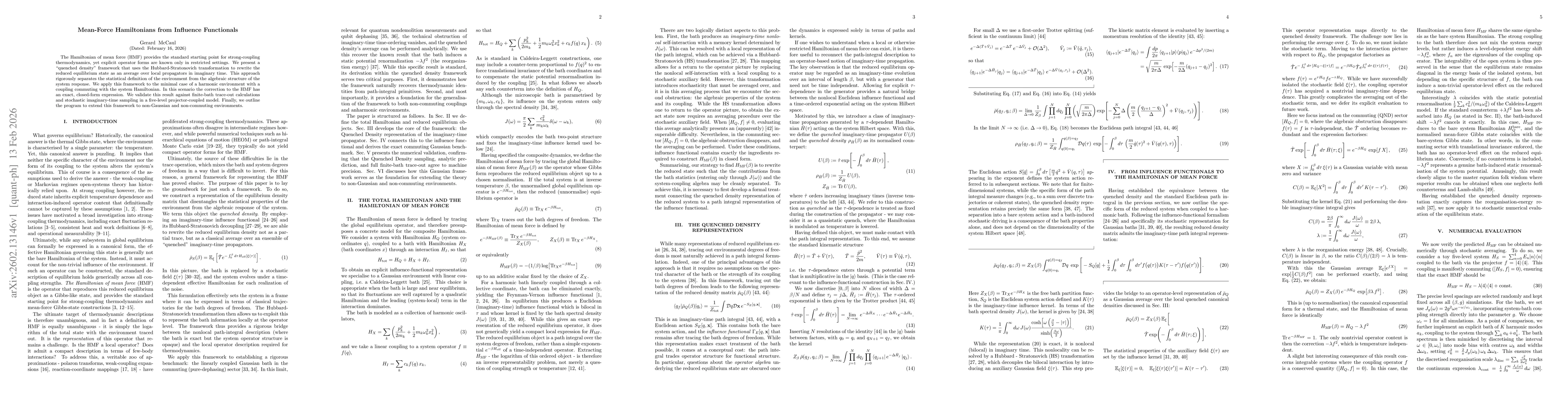 Thumbnail for Mean-Force Hamiltonians from Influence Functionals