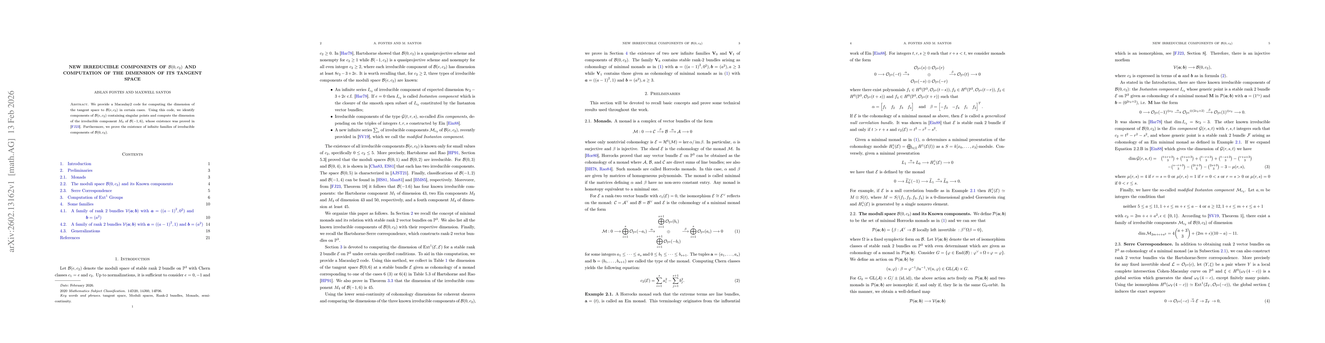 Thumbnail for New irreducible components of $\mathcal{B}(0,c_2)$ and Computation of the Dimension of its tangent space