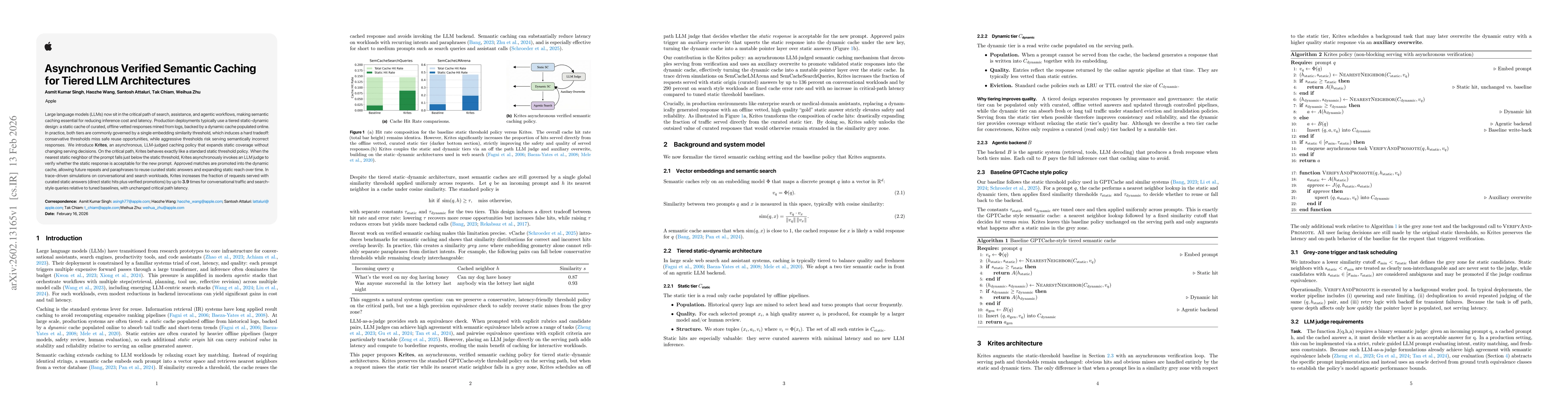 Thumbnail for Asynchronous Verified Semantic Caching for Tiered LLM Architectures