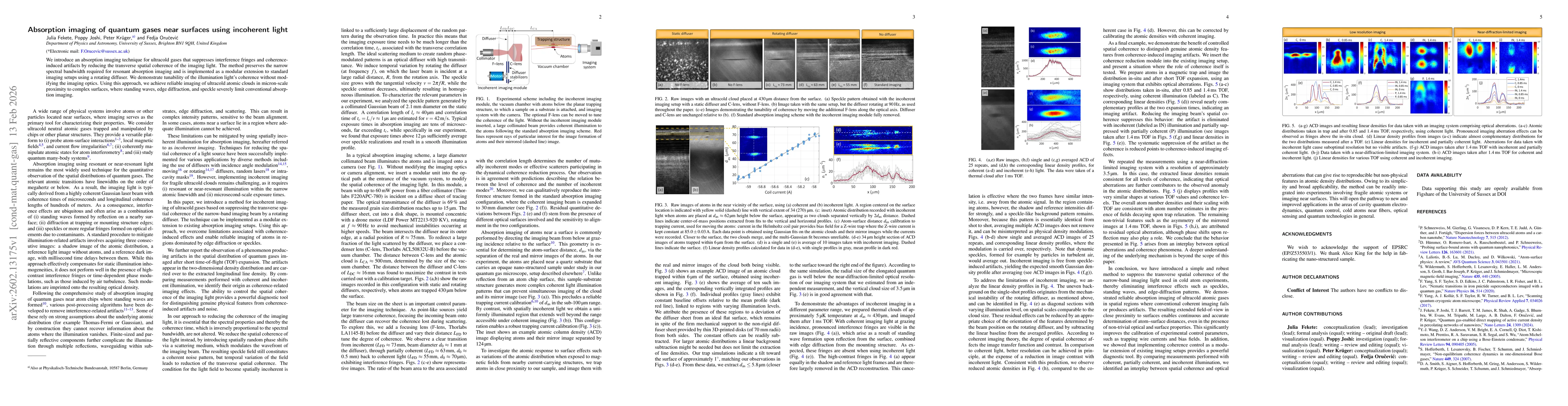 Thumbnail for Absorption imaging of quantum gases near surfaces using incoherent light