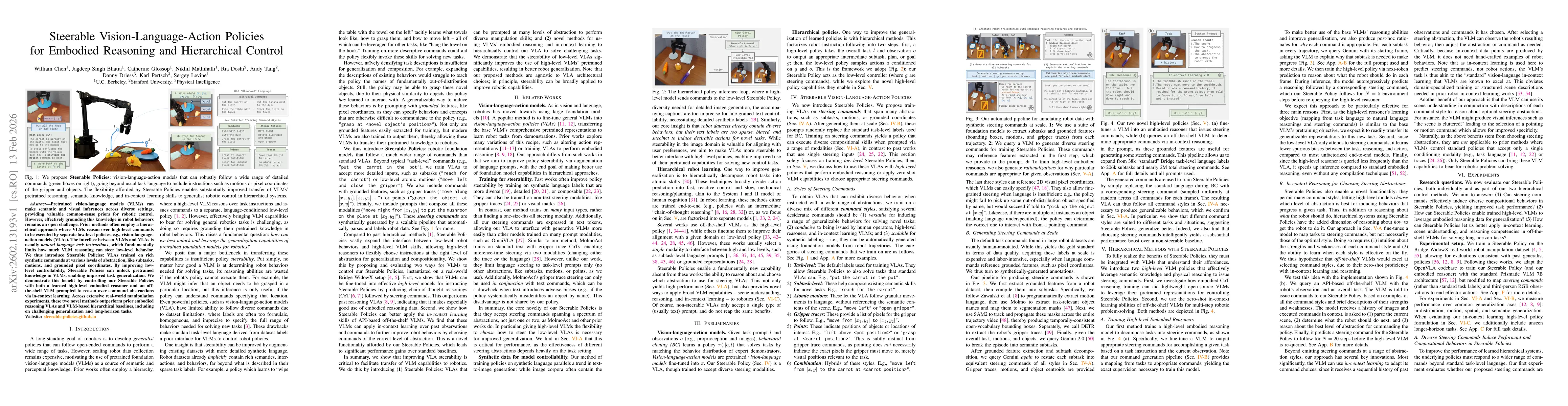 Thumbnail for Steerable Vision-Language-Action Policies for Embodied Reasoning and Hierarchical Control