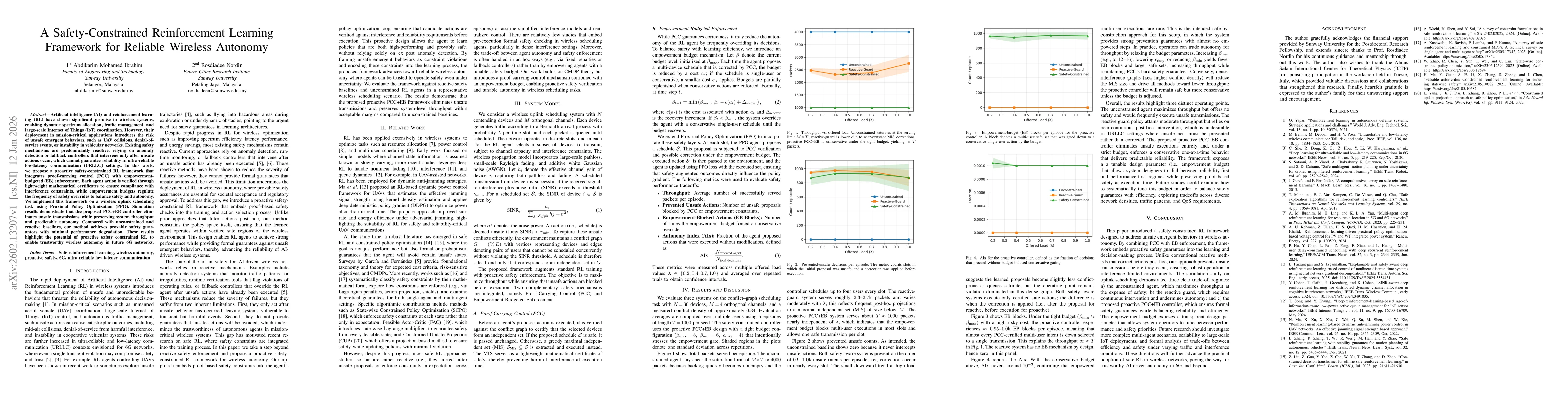 Thumbnail for A Safety-Constrained Reinforcement Learning Framework for Reliable Wireless Autonomy