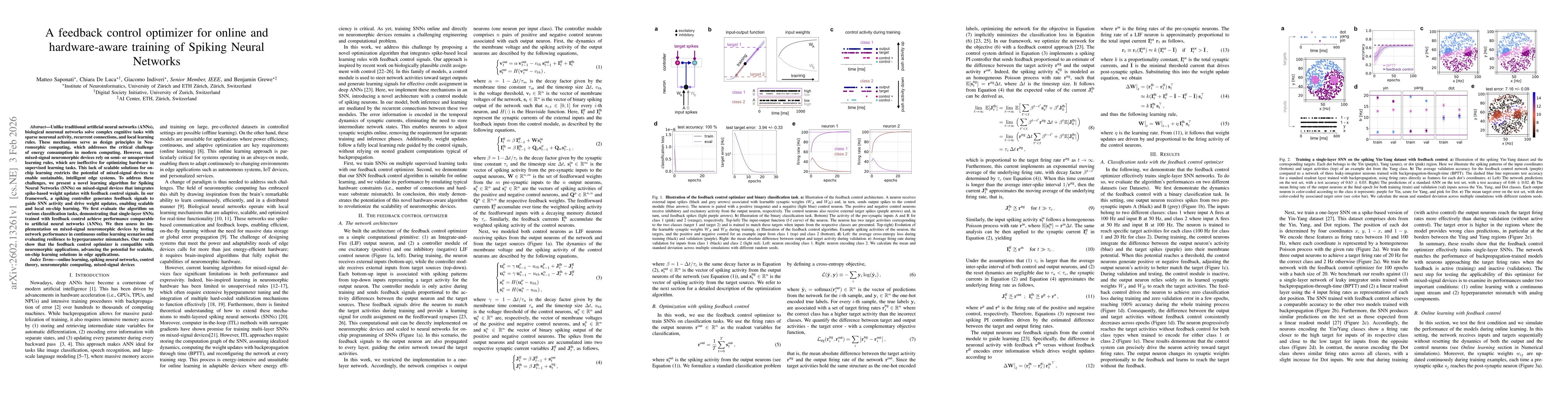 Thumbnail for A feedback control optimizer for online and hardware-aware training of Spiking Neural Networks
