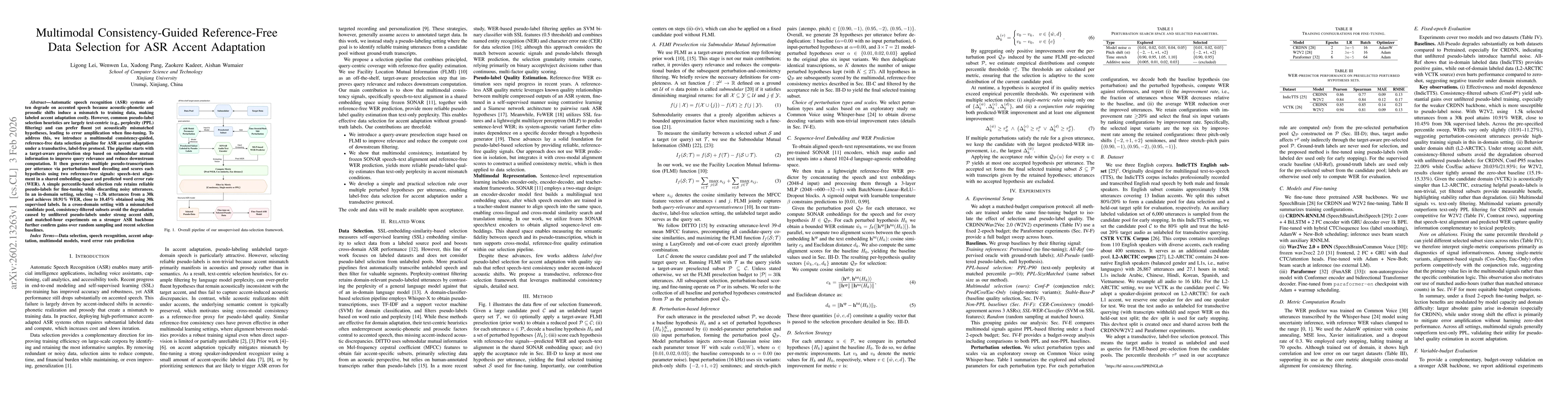 Thumbnail for Multimodal Consistency-Guided Reference-Free Data Selection for ASR Accent Adaptation
