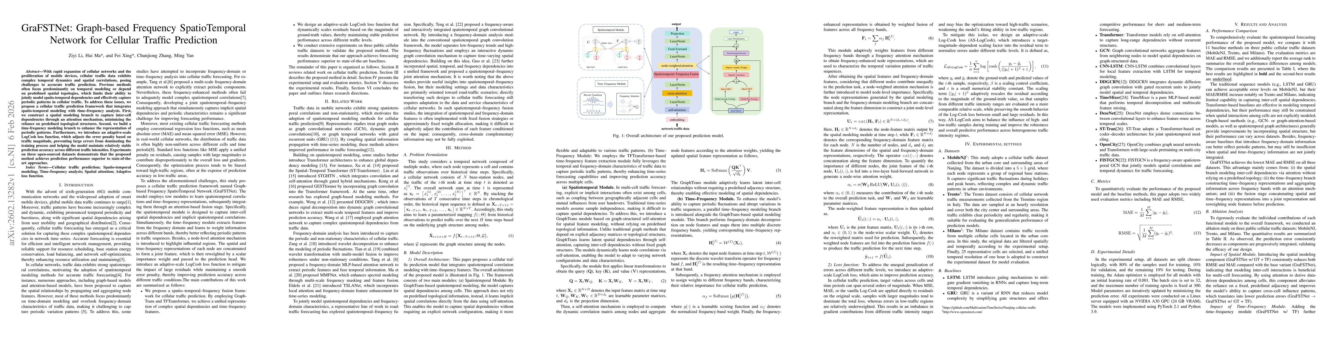 Thumbnail for GraFSTNet: Graph-based Frequency SpatioTemporal Network for Cellular Traffic Prediction