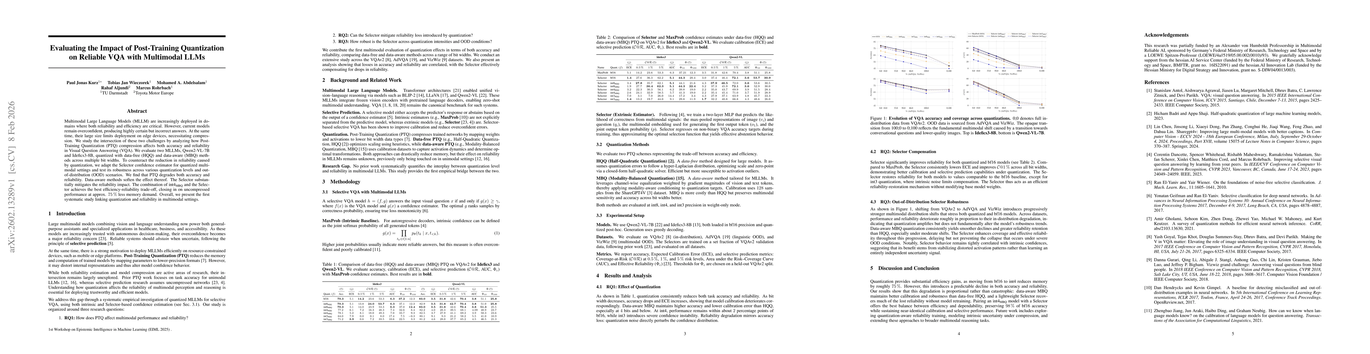 Thumbnail for Evaluating the Impact of Post-Training Quantization on Reliable VQA with Multimodal LLMs