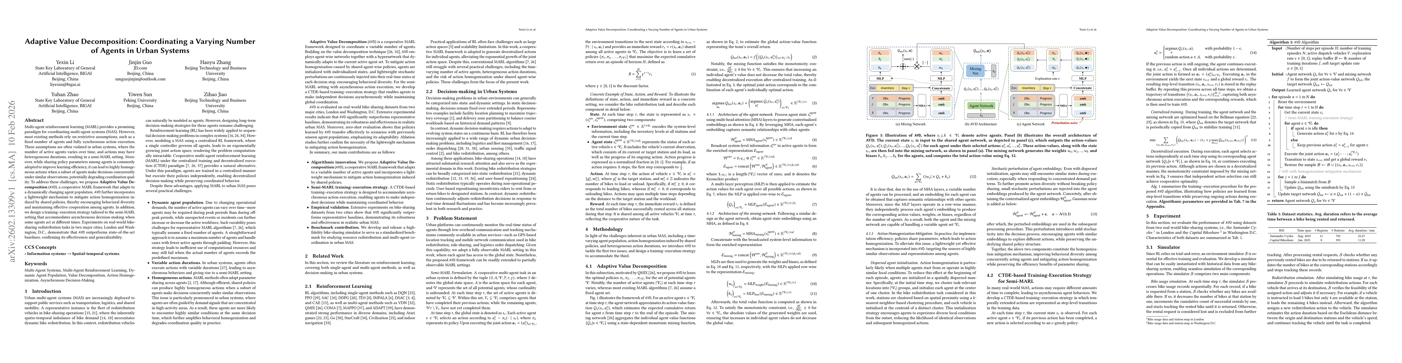 Thumbnail for Adaptive Value Decomposition: Coordinating a Varying Number of Agents in Urban Systems